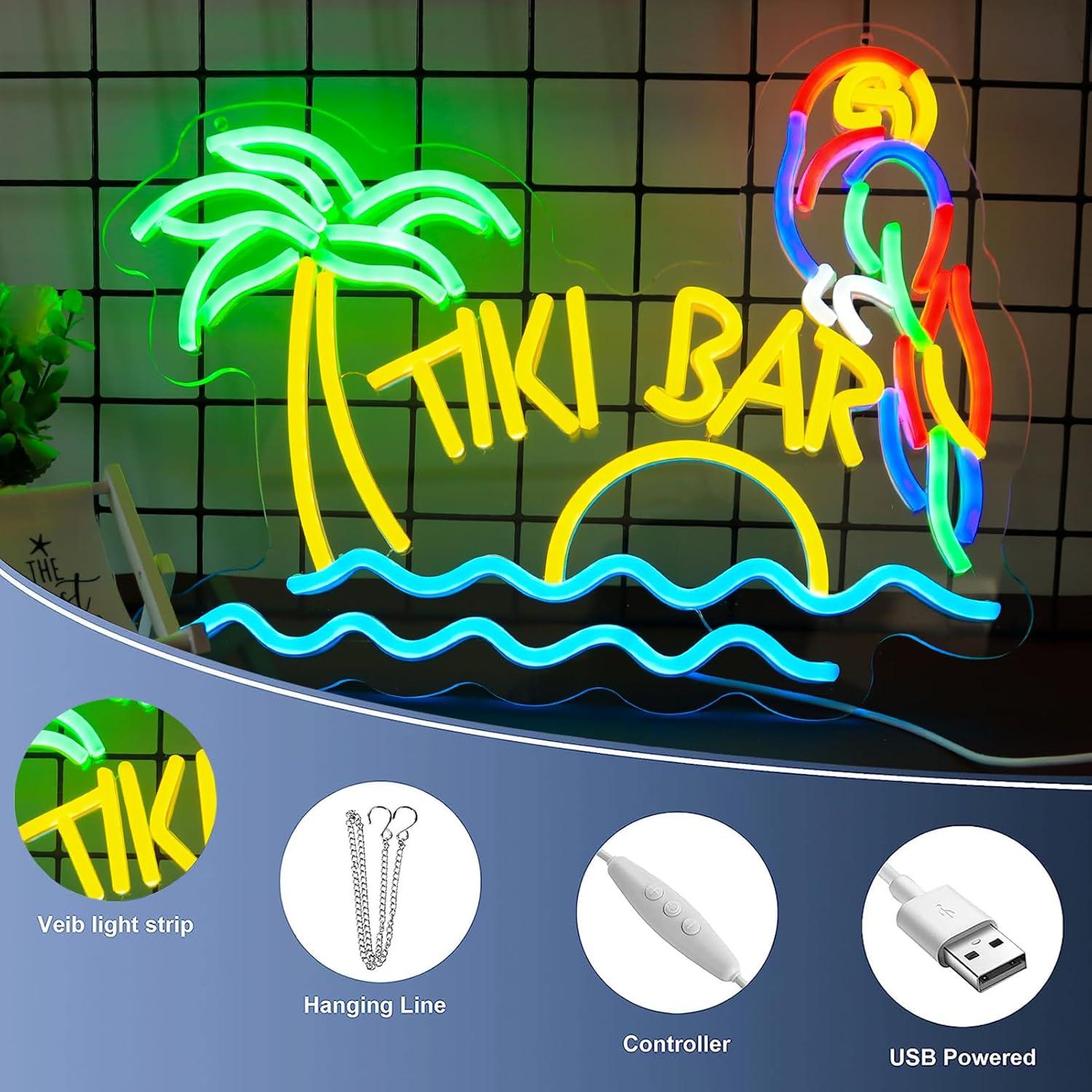 Tiki Bar Neon Sign Beach Theme - Neon Sign Party reseña y precio