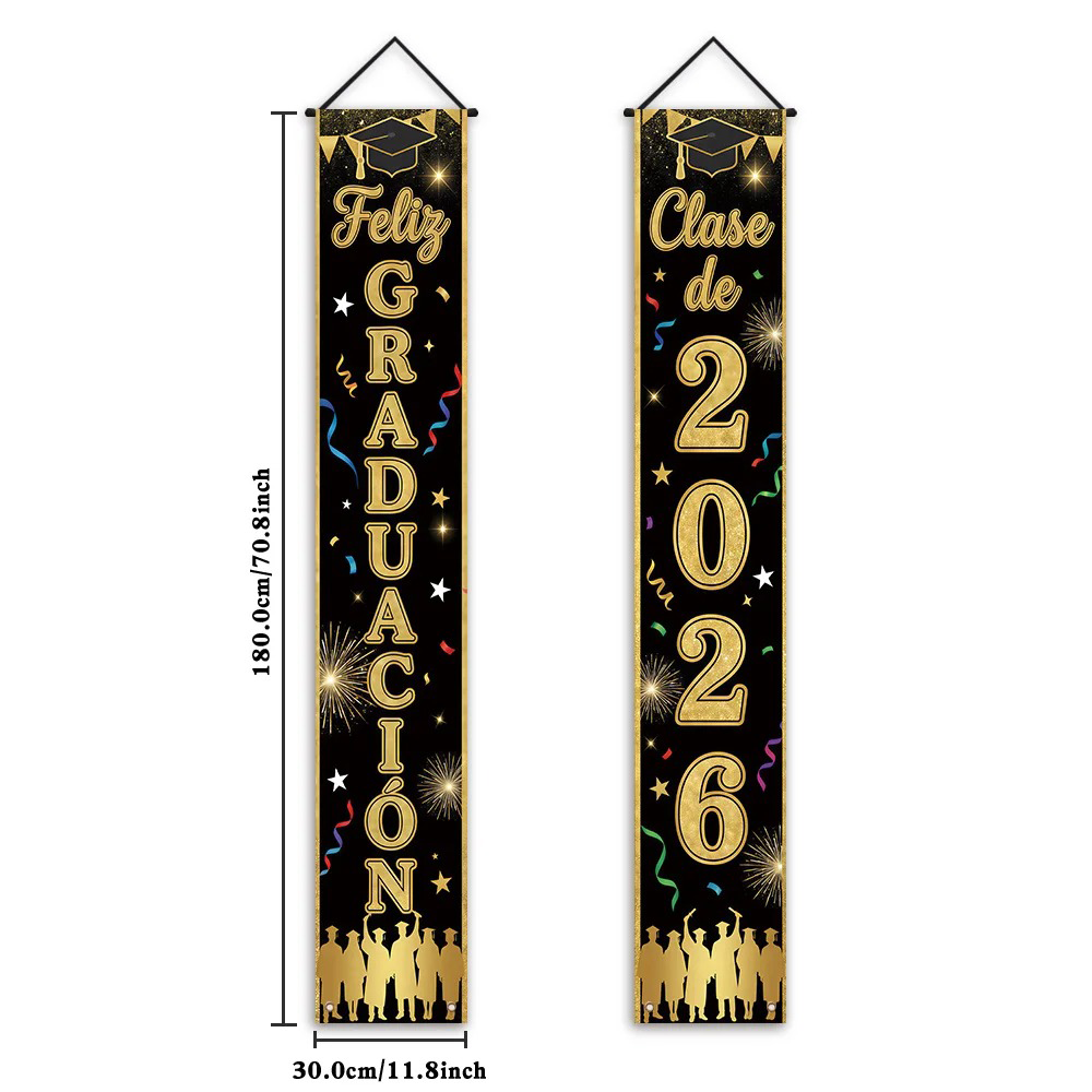 Feliz Graduacion Class of 2026 - Party Banner Gold reseña y precio