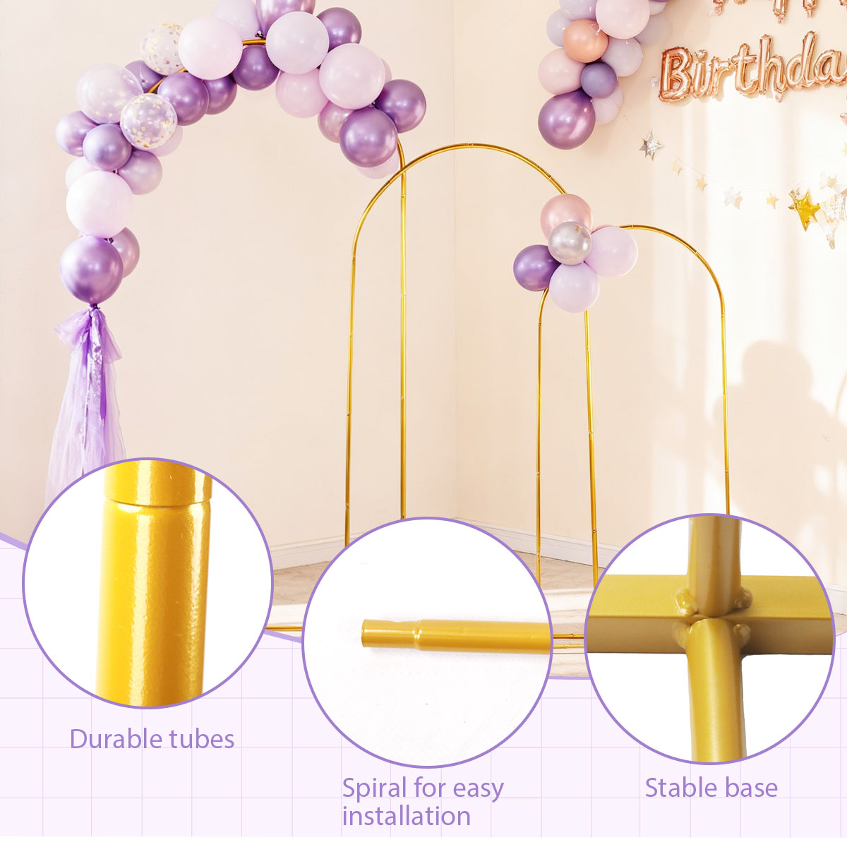 3Pack Golden Metal Arch Kits,  - Balloon Arch Kit reseña y precio