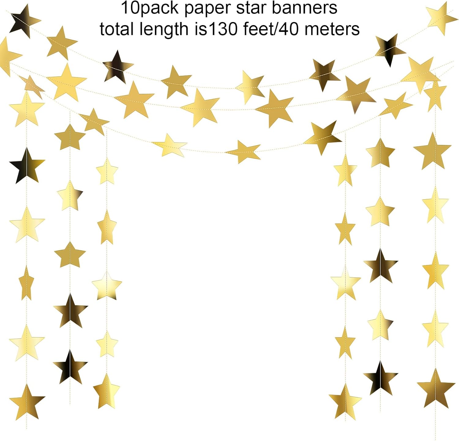 130ft Star Garland Banner for  - Party Banner Gold reseña y precio