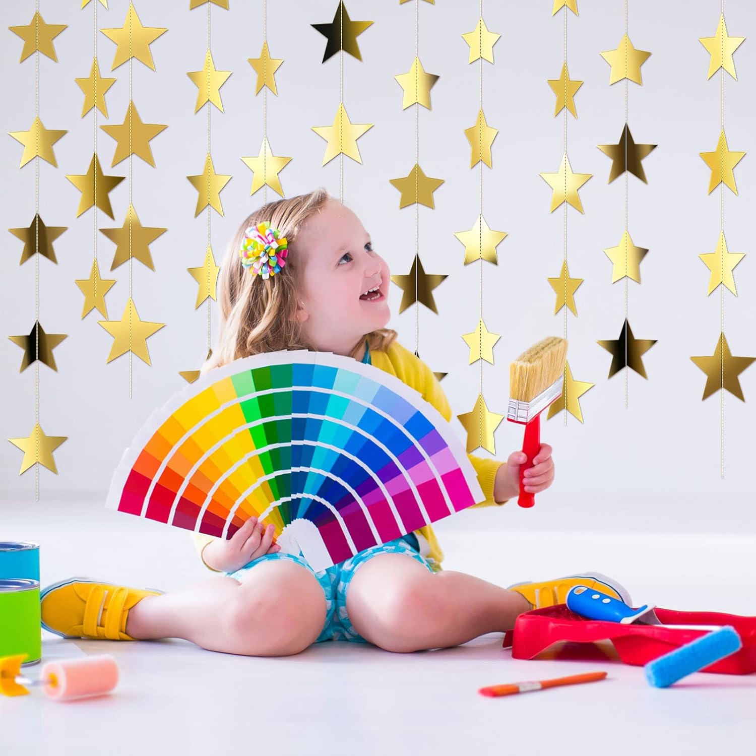 130ft Star Garland Banner for  - Party Banner Gold reseña y precio