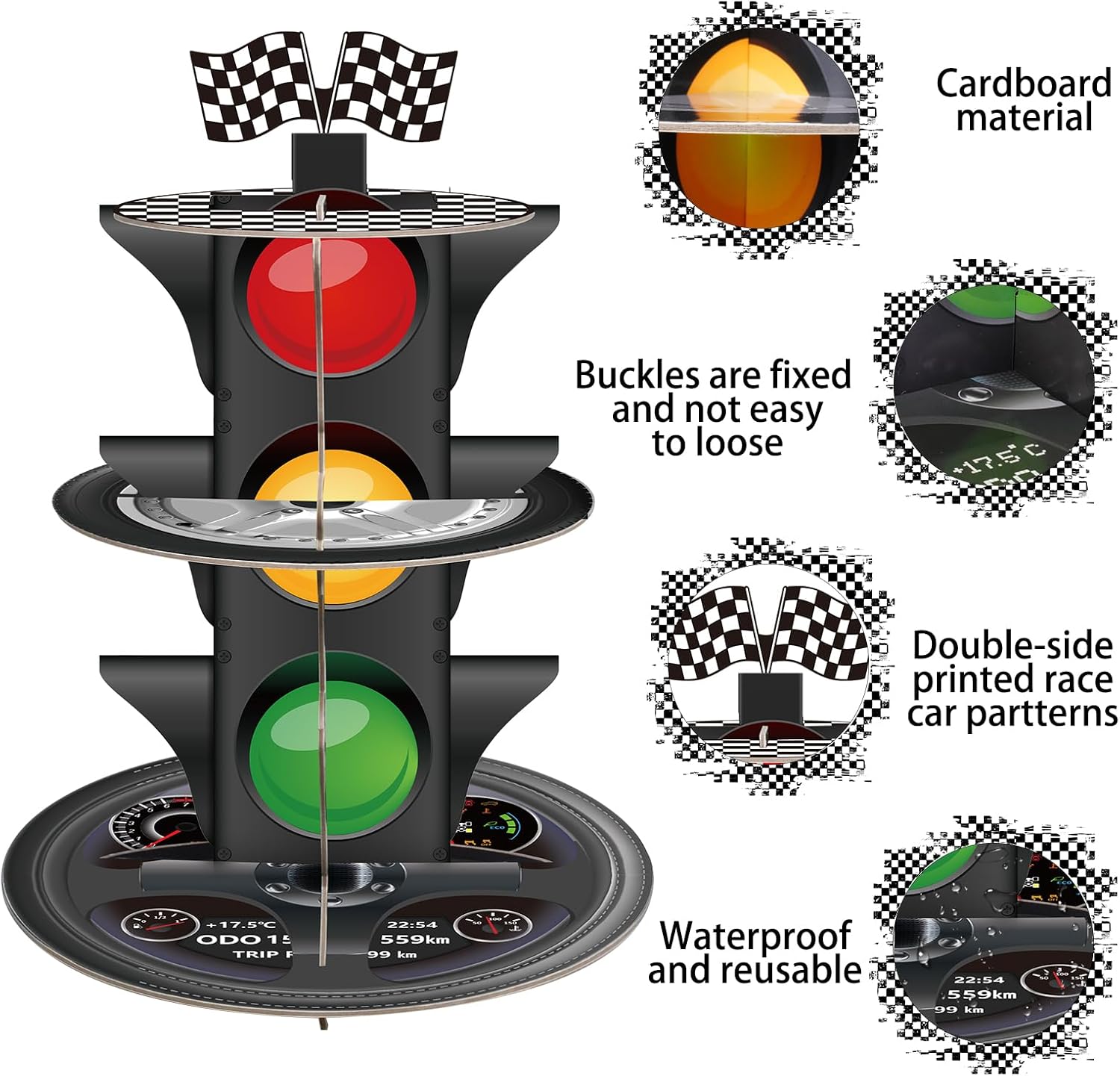 3-Tier Race Car Cupcake Stand, - Cupcake Stand Tier reseña y precio