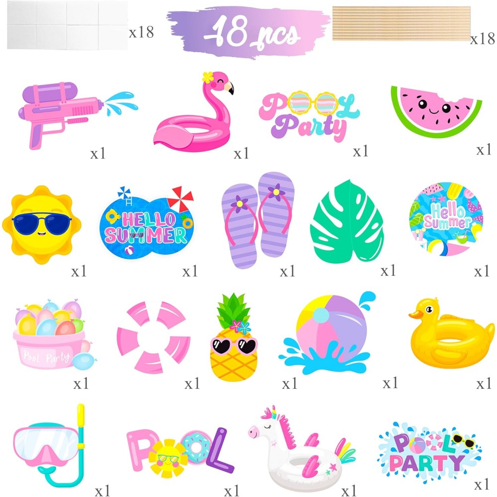 18pcs Summer Pool Party Center - Centerpiece Stick reseña y precio