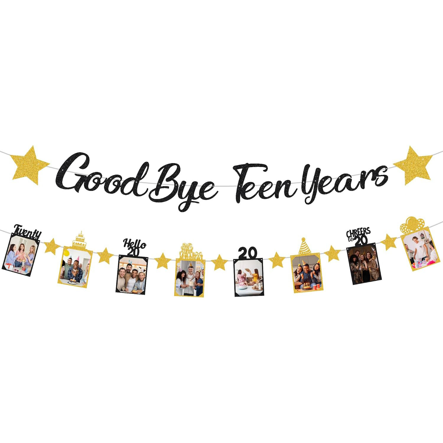 Black Gold Glitter Goodbye Tee - Party Banner Gold reseña y precio