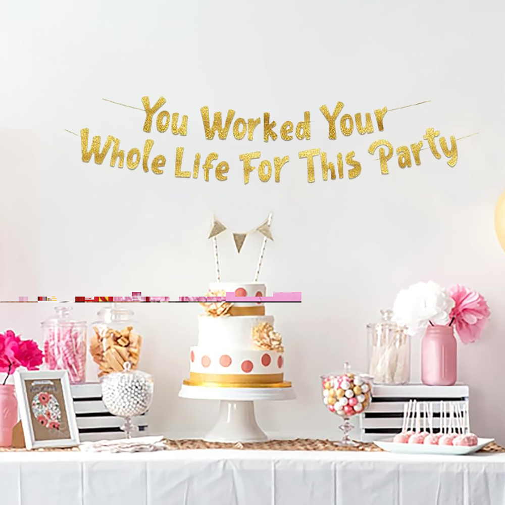 Retirement Party Decorations Y - Party Banner Gold reseña y precio